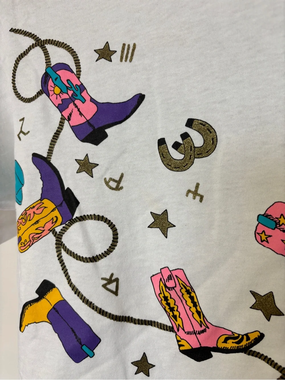 Vintage Womens Graphic Tee Size Medium Cowgirl Boots Rope Western Single Stitch - Picture 4 of 9